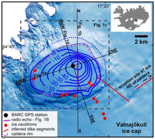 The Bardabunga caldera and its location in Iceland. (Image: MagnĂşs T. Gudmundsson et al., 2016/Science)